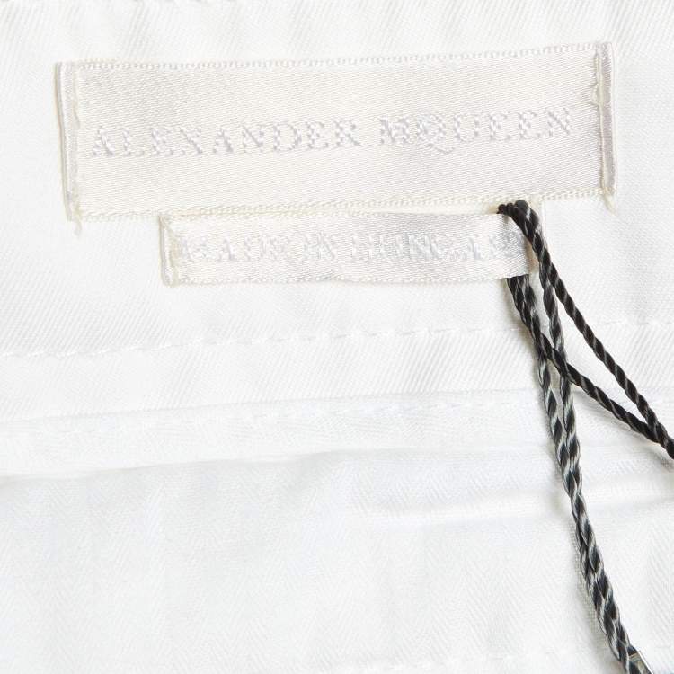 Pre Owned Alexander McQueen White Cotton Bermuda Shorts L