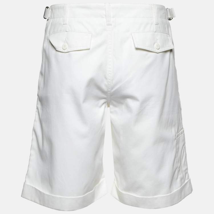 Pre Owned Alexander McQueen White Cotton Bermuda Shorts L