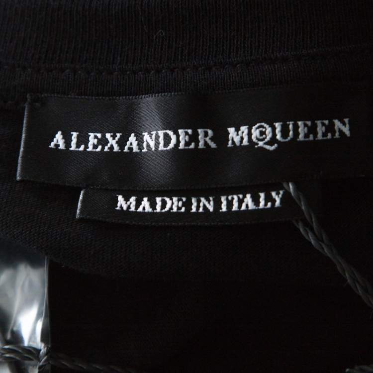 Pre Owned Alexander McQueen Black Skull Print Cotton Dancing Skeleton Embroidery T-Shirt XL