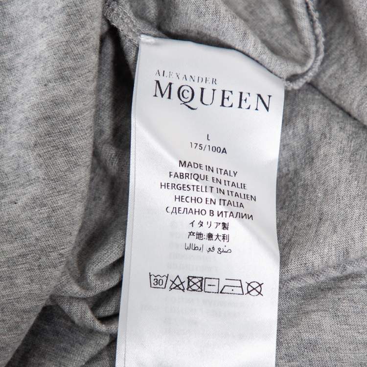 Pre Owned Alexander McQueen Grey Cotton Printed Short Sleeve T-Shirt L