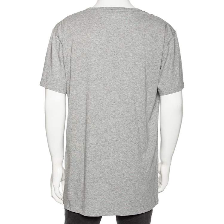 Pre Owned Alexander McQueen Grey Cotton Printed Short Sleeve T-Shirt L