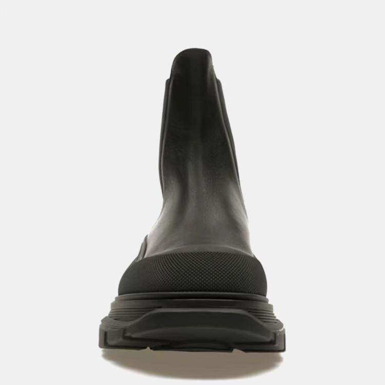Pre Owned Alexander McQueen Black Tread Slick Chelsea Boots Size EU 42