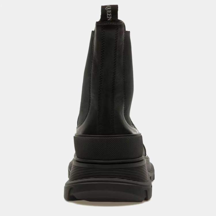 Pre Owned Alexander McQueen Black Tread Slick Chelsea Boots Size EU 42