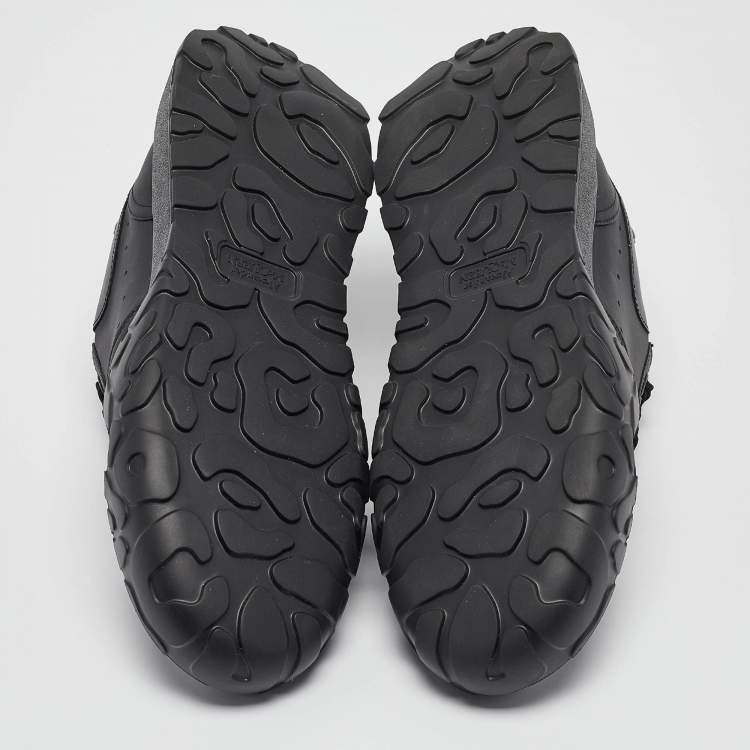 Pre Owned Alexander McQueen Black Leather Oversized Runner Lace Up Sneakers Size 43