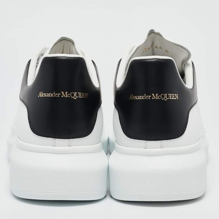 Pre Owned Alexander McQueen White/Black Leather Larry Sneakers Size 44