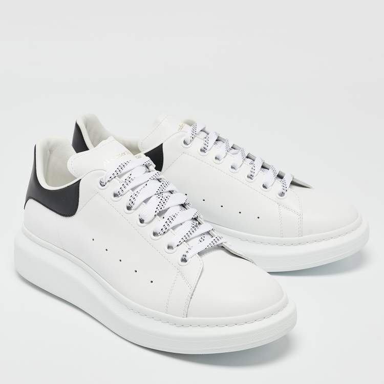 Pre Owned Alexander McQueen White/Black Leather Larry Sneakers Size 44