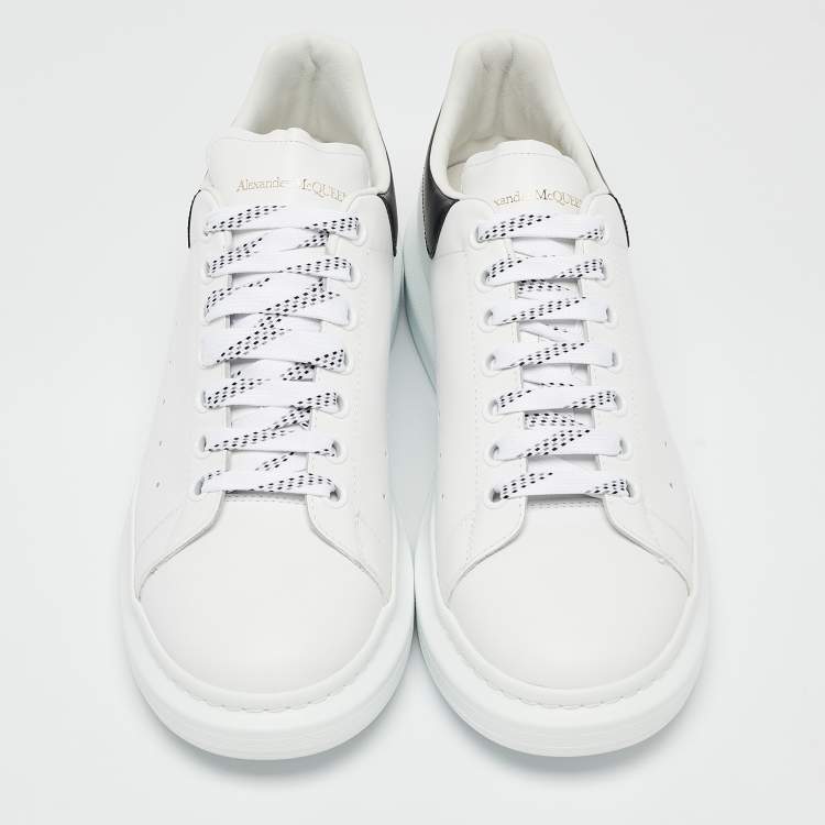 Pre Owned Alexander McQueen White/Black Leather Larry Sneakers Size 44