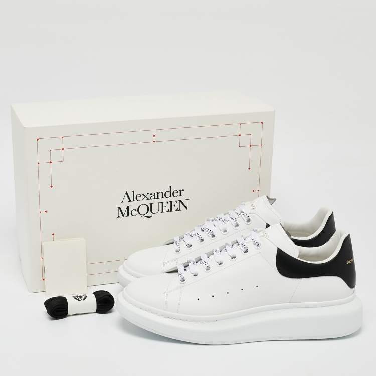 Pre Owned Alexander McQueen White/Black Leather Larry Sneakers Size 44