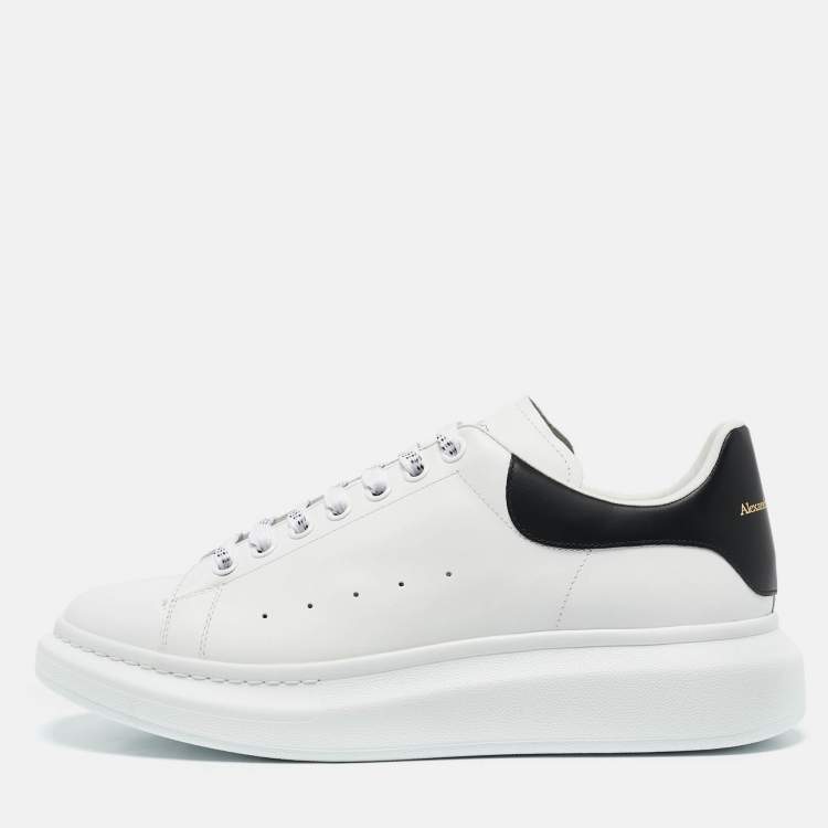 Pre Owned Alexander McQueen White/Black Leather Larry Sneakers Size 44