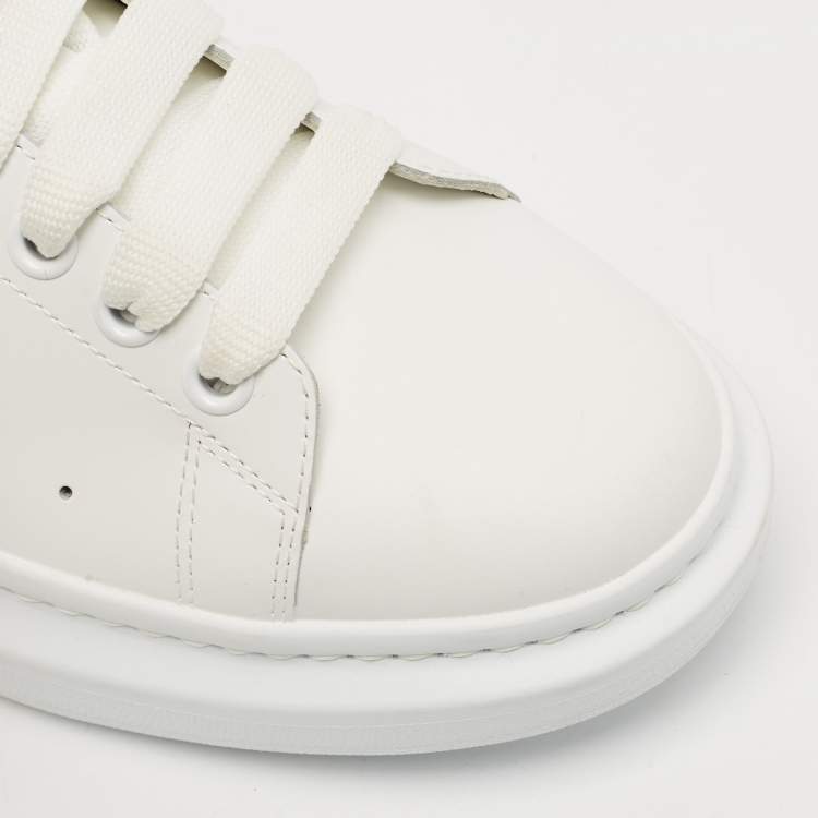 Pre Owned Alexander McQueen White/Blue Leather and Suede Oversized  Sneakers Size 43