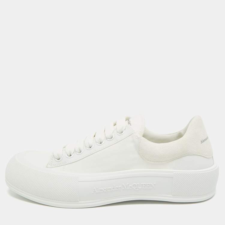 مملوكة مسبقًا حذاء رياضي ألكسندر ماكوين بلومسول سطح حجم 43 أبيض قماش عنق منخفض