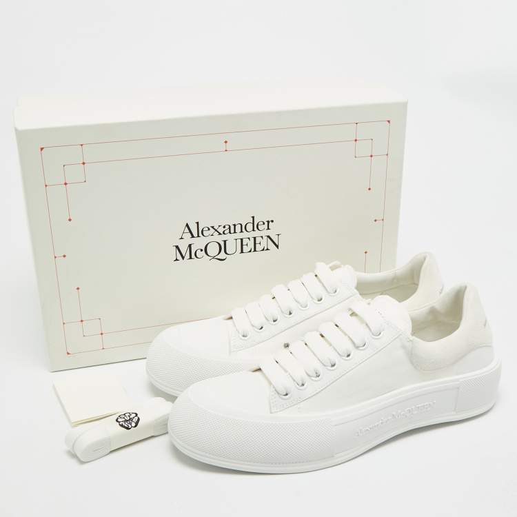 مملوكة مسبقًا حذاء رياضي ألكسندر ماكوين بلومسول سطح حجم 43 أبيض قماش عنق منخفض