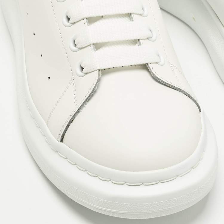 Pre Owned Alexander McQueen Larry Size 45 White/Grey Leather and Suede Low Top Sneakers