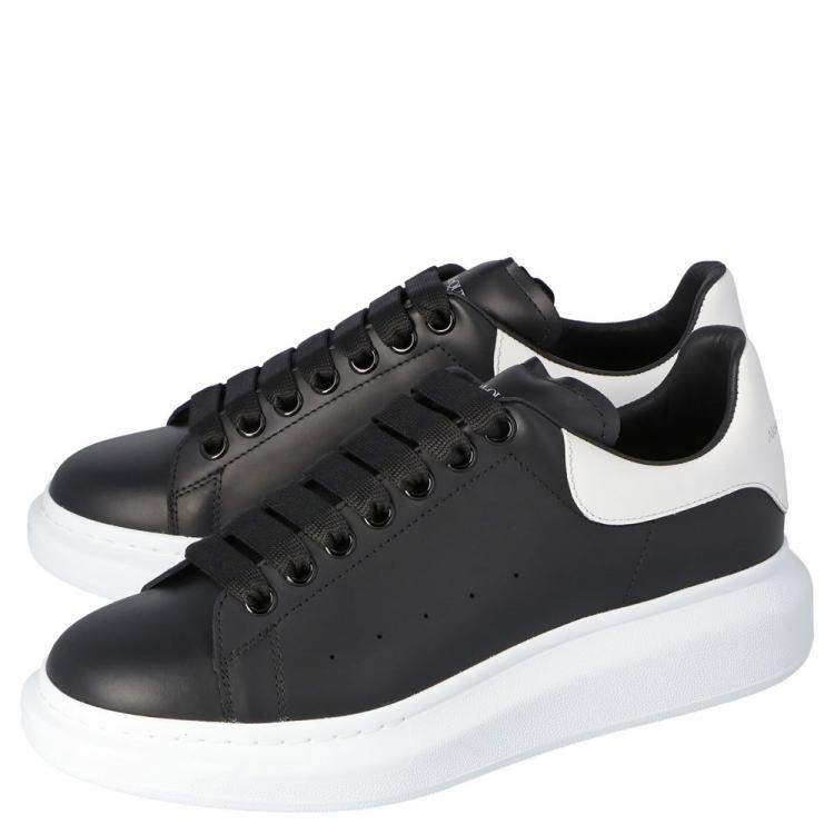 Pre Owned Alexander McQueen Black Leather Oversized Low Top Sneakers Size EU 41