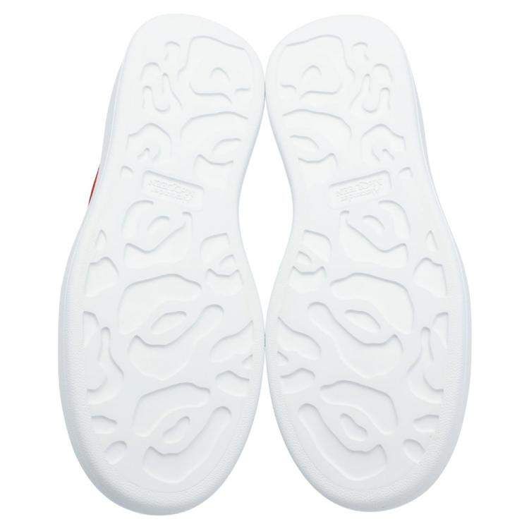 Pre Owned Alexander McQueen White/Red Leather Oversized Low Top Sneakers Size EU 42
