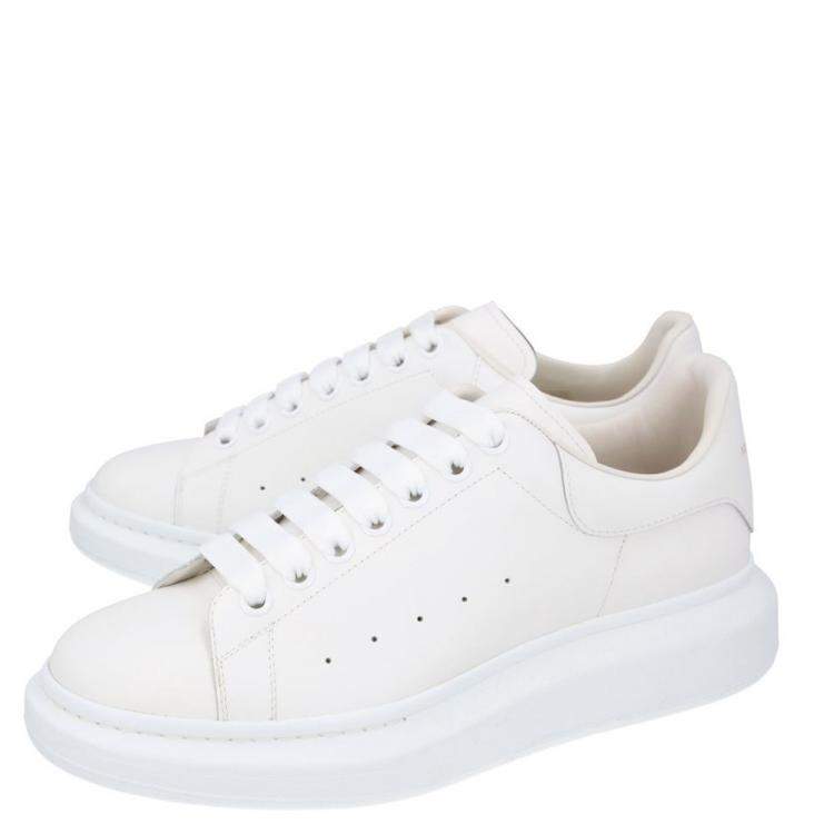 Pre Owned Alexander McQueen White Leather Oversized Sneakers Size EU 45