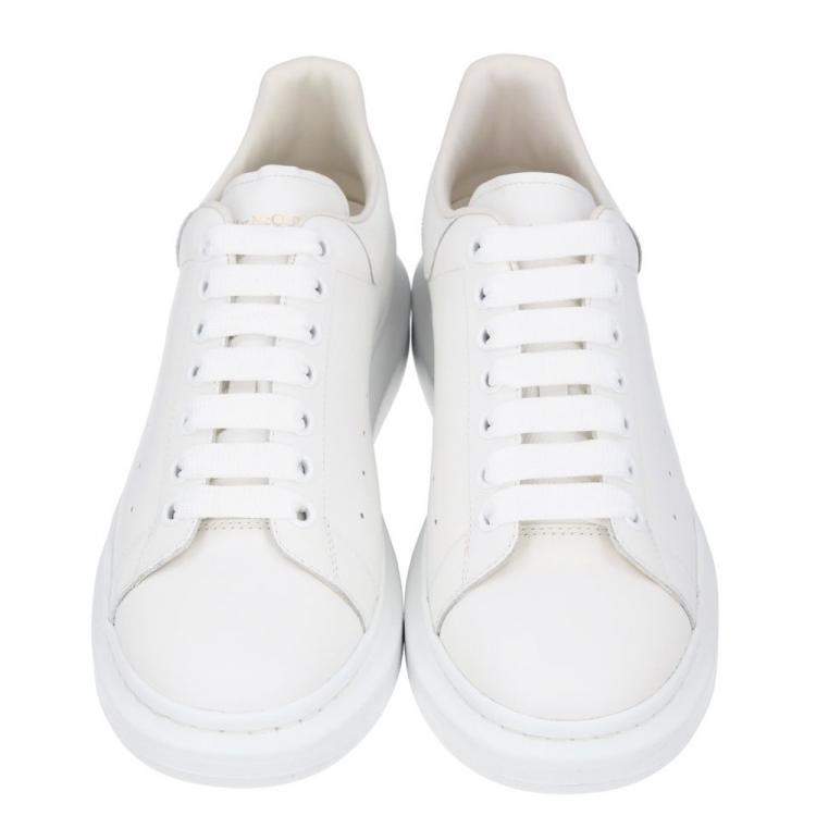 Pre Owned Alexander McQueen White Leather Oversized Sneakers Size EU 45