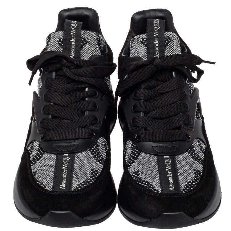 Pre Owned Alexander McQueen Black Suede And Mesh Oversized Runner Sneakers Size 41.5