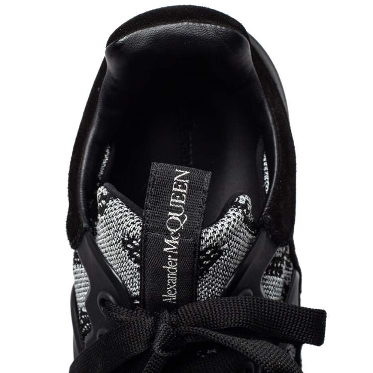 Pre Owned Alexander McQueen Black Suede And Mesh Oversized Runner Sneakers Size 41.5