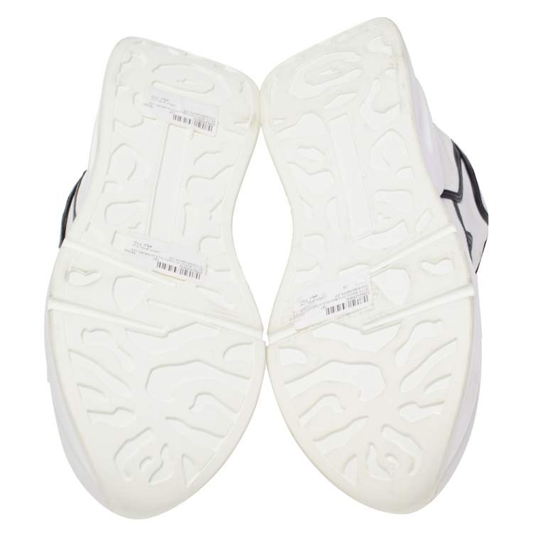 Pre Owned Alexander McQueen White/Black Leather Oversized Runner Sneakers Size 44