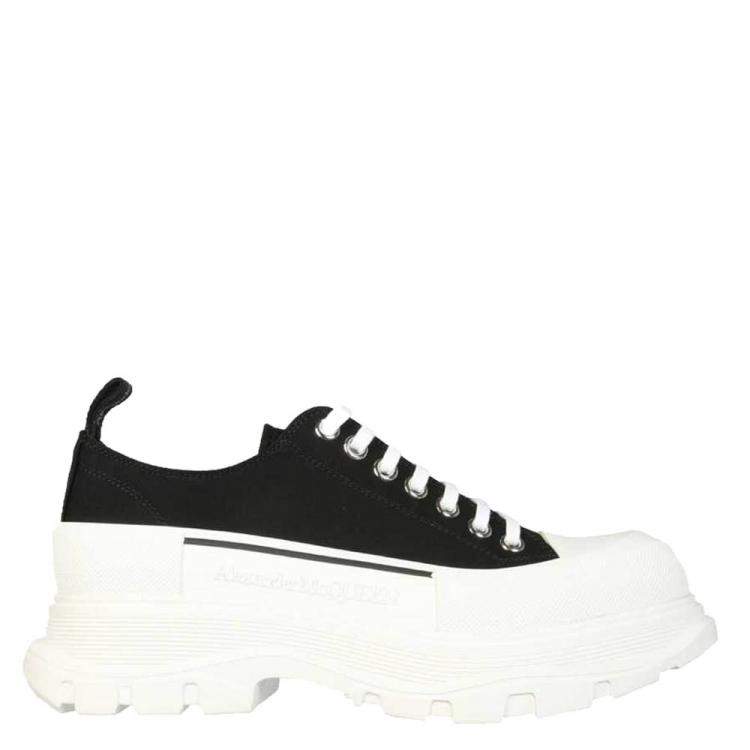 Alexander McQueen Black/White Tread Slick Lace Up Shoes Size IT