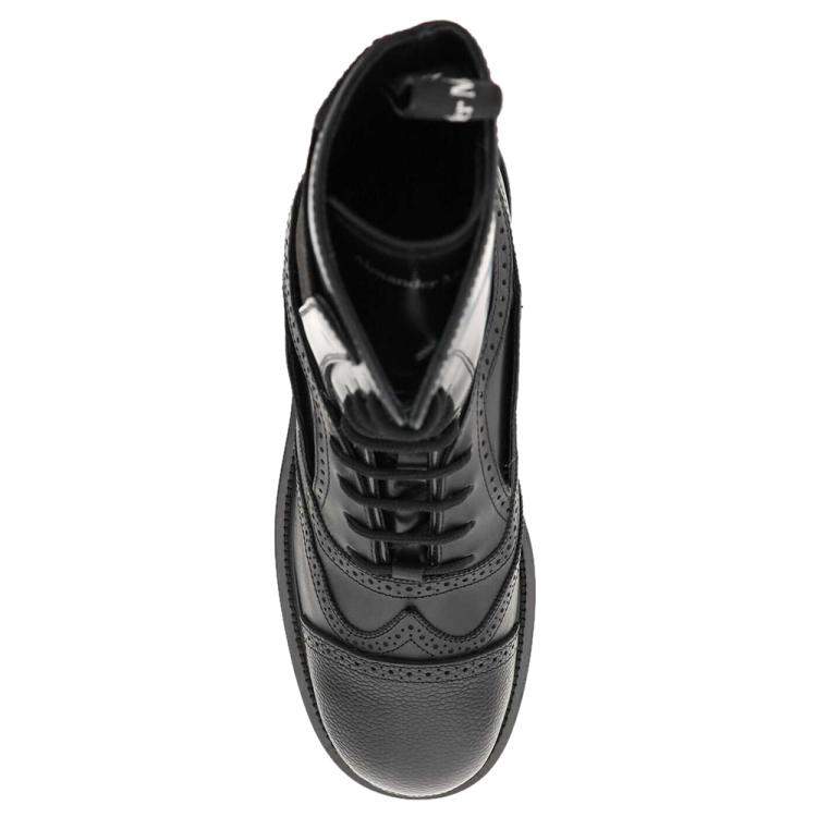 Pre Owned Alexander McQueen Black Leather Lace-Up Ankle Boots Size IT 44