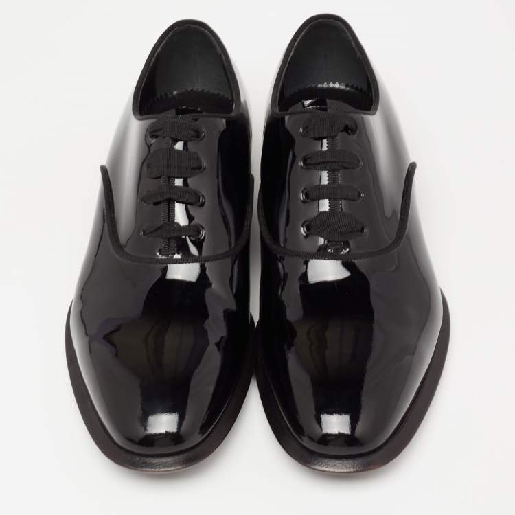 Pre Owned Alexander McQueen Black Patent Leather Oxford Size 42