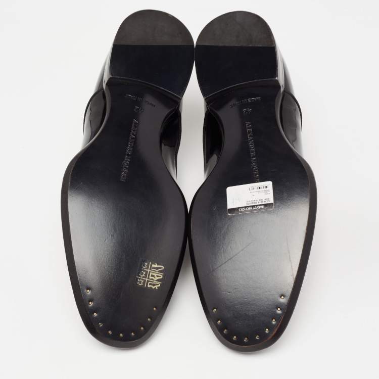 Pre Owned Alexander McQueen Black Patent Leather Oxford Size 42