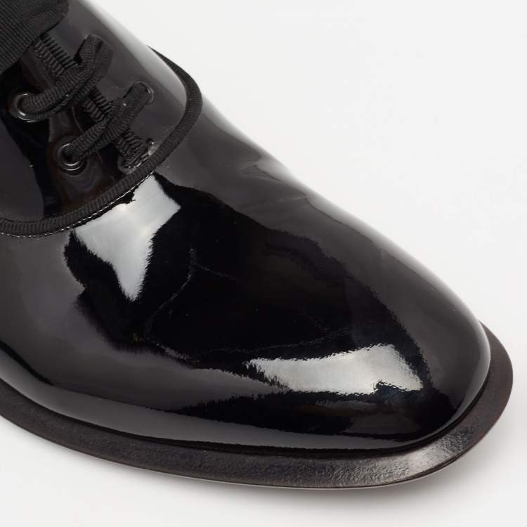 Pre Owned Alexander McQueen Black Patent Leather Oxford Size 42