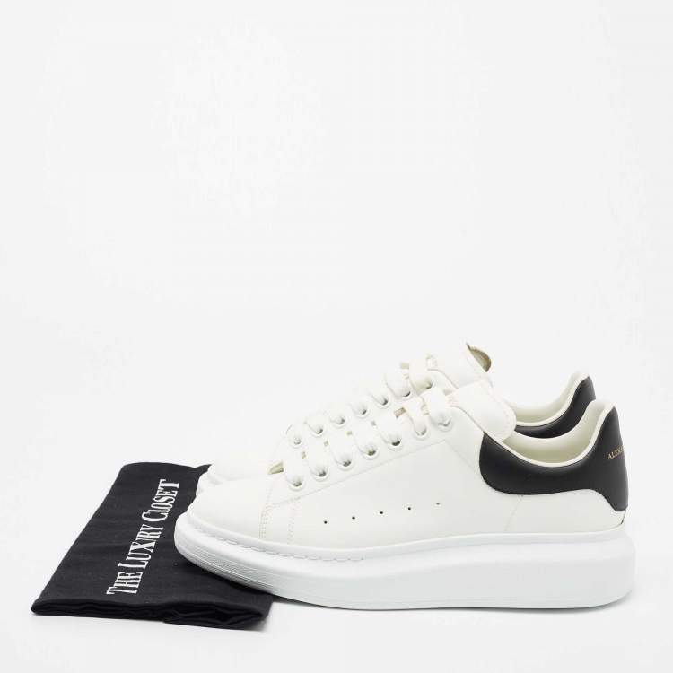 Pre Owned Alexander McQueen White/Black Leather Oversized Sneakers Size 41