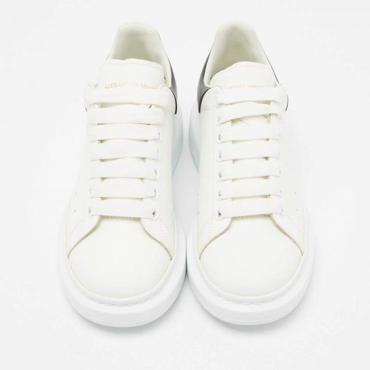 Pre Owned Alexander McQueen White/Black Leather Oversized Sneakers Size 41