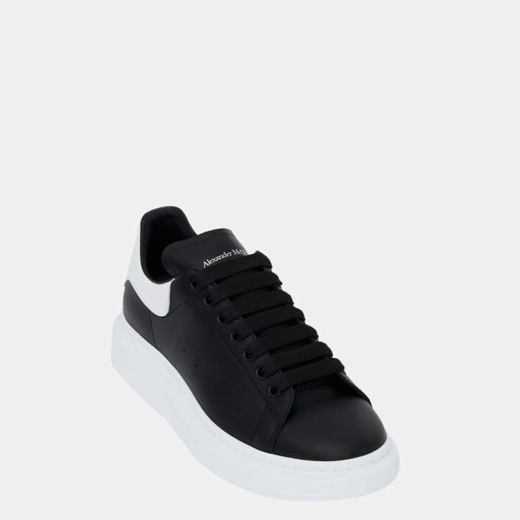Pre Owned Alexander McQueen Black Leather Oversized Low Top Sneakers Size EU 42