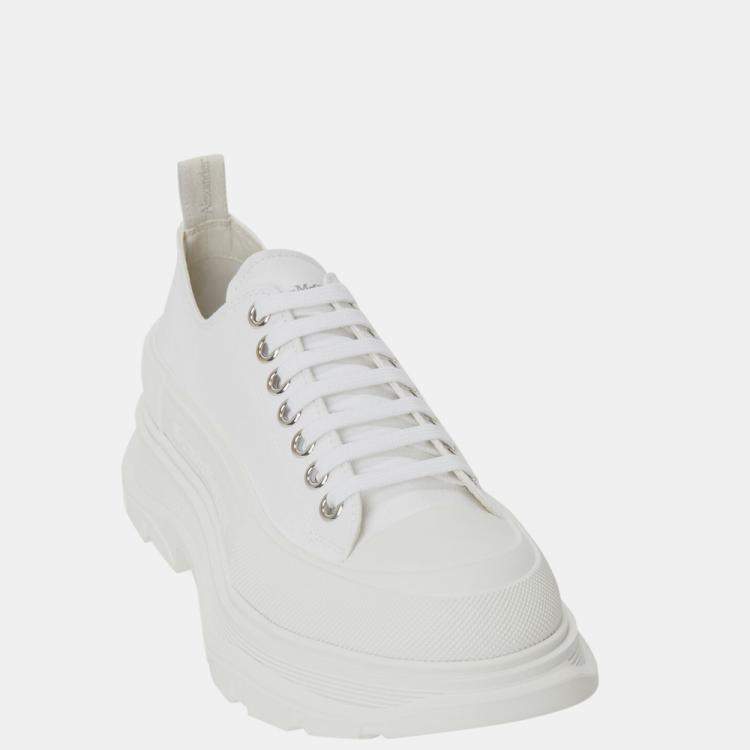 Alexander Mcqueen White Tread Slick Lace Up Sneakers Size EU 43