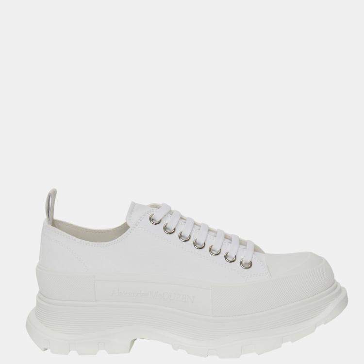 Alexander Mcqueen White Tread Slick Lace Up Sneakers Size EU 43