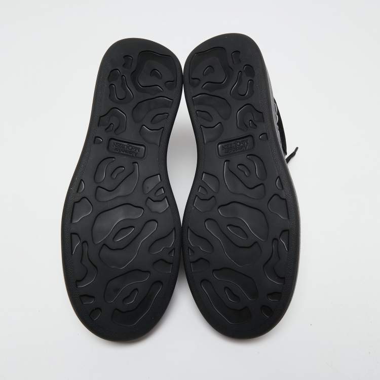 Pre Owned Alexander McQueen Black Croc Embossed Patent Leather Oversized Sneakers Size 43