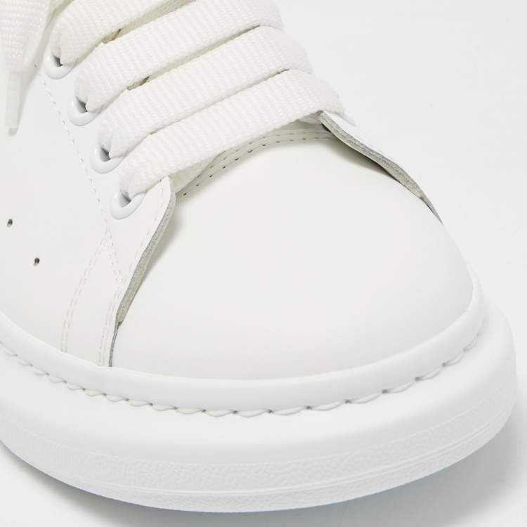 Pre Owned Alexander McQueen White/Brown Leather and Suede Oversized Sneakers Size 40