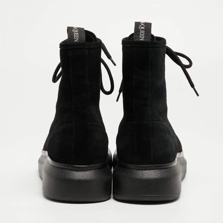 Pre Owned Alexander McQueen Black Suede High Top Sneakers Size 41