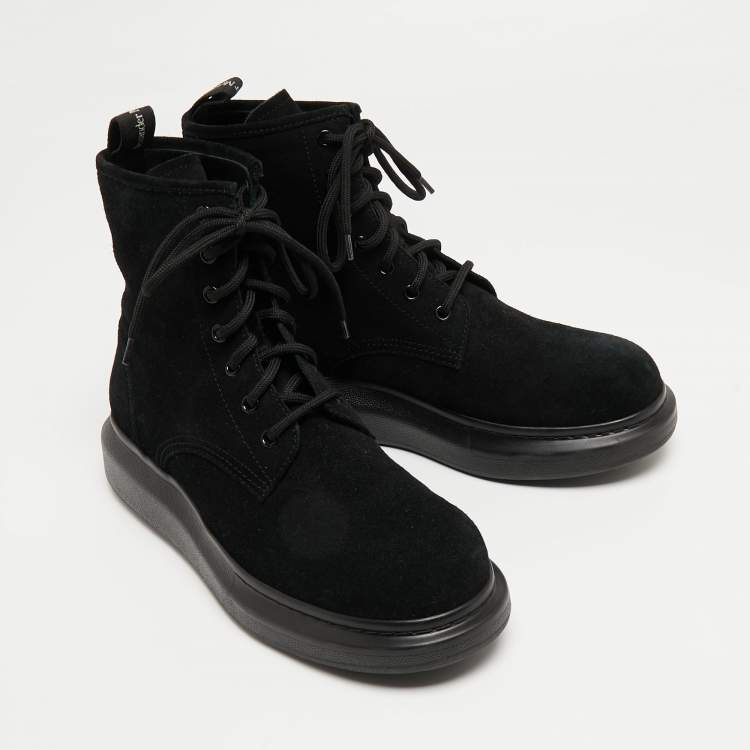Pre Owned Alexander McQueen Black Suede High Top Sneakers Size 41