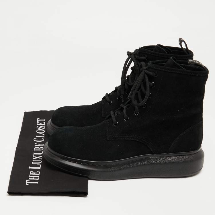 Pre Owned Alexander McQueen Black Suede High Top Sneakers Size 41