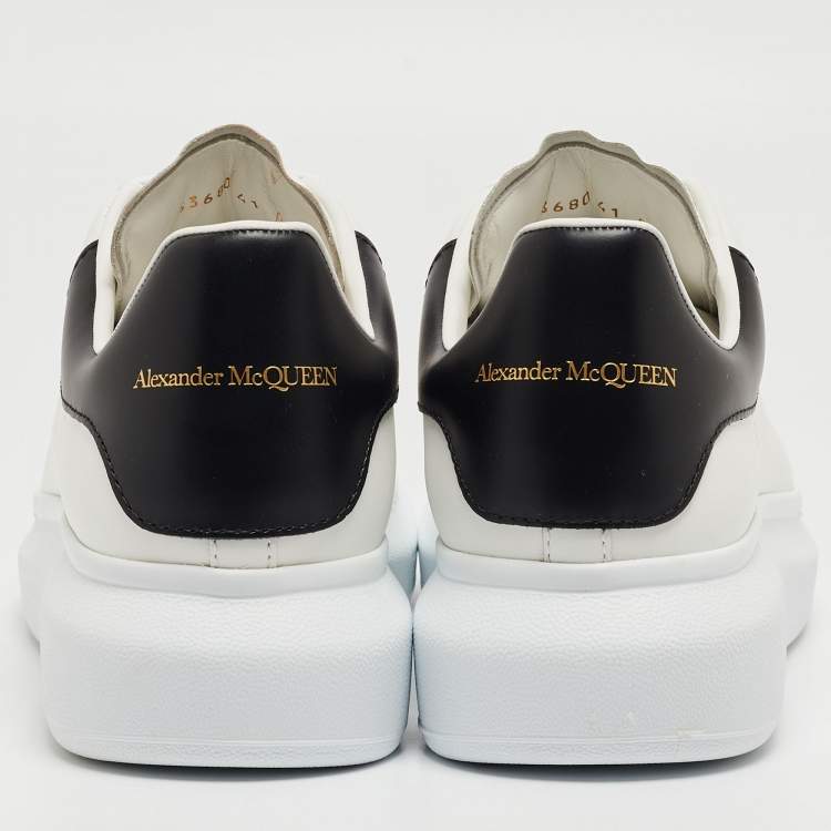 Pre Owned Alexander McQueen White/Black Leather Larry Sneakers Size 41