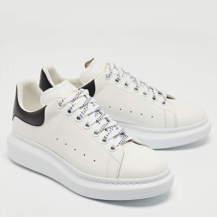Pre Owned Alexander McQueen White/Black Leather Larry Sneakers Size 41