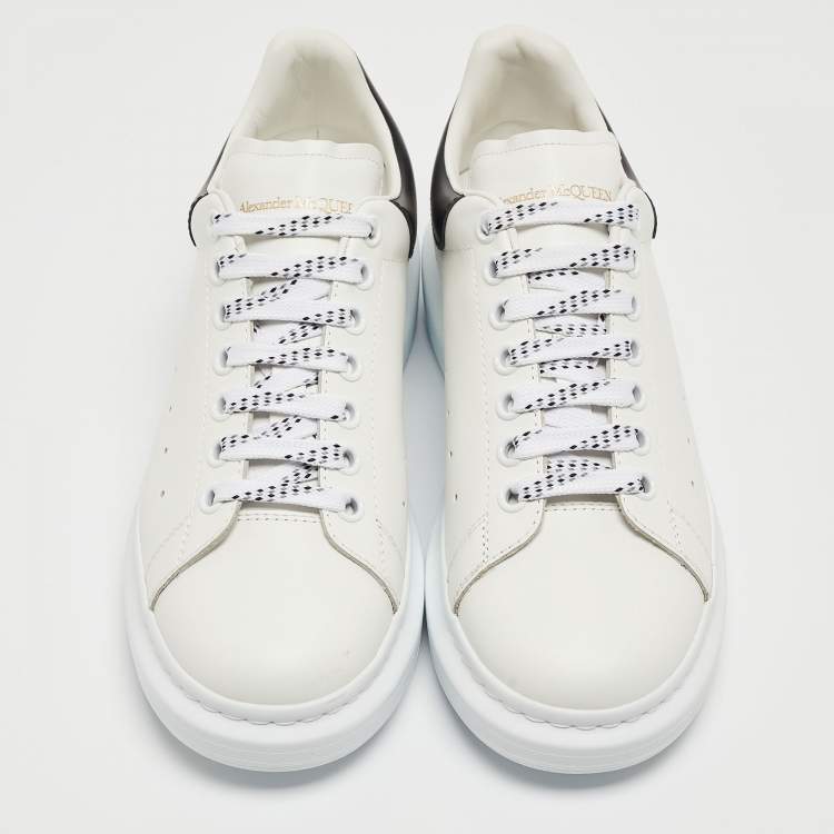 Pre Owned Alexander McQueen White/Black Leather Larry Sneakers Size 41