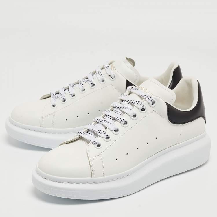 Pre Owned Alexander McQueen White/Black Leather Larry Sneakers Size 41