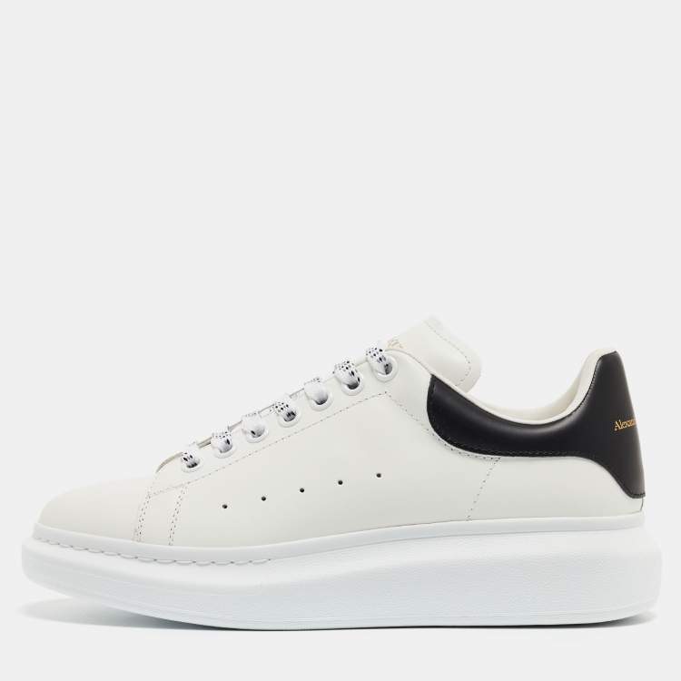 Pre Owned Alexander McQueen White/Black Leather Larry Sneakers Size 41