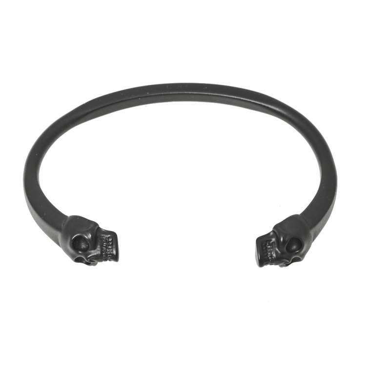 Pre Owned Alexander McQueen Twin Skull Motif Black Tone Cuff Bracelet