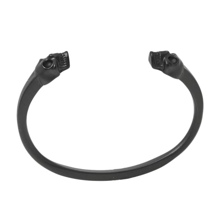 Pre Owned Alexander McQueen Twin Skull Motif Black Tone Cuff Bracelet