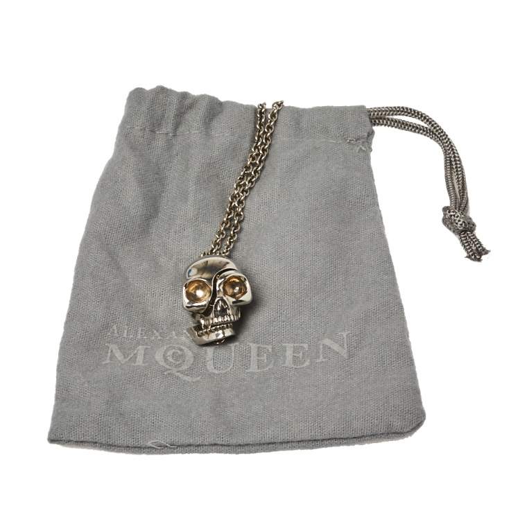 Pre Owned Alexander McQueen Silver Tone Divided Skull Necklace
