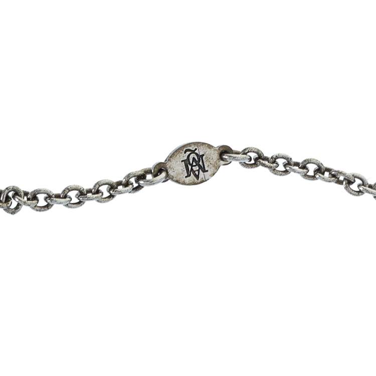 Pre Owned Alexander McQueen Silver Tone Divided Skull Pendant Necklace
