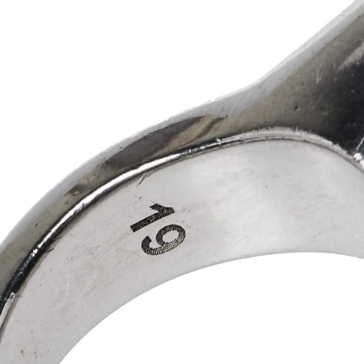 Pre Owned Alexander McQueen Divided Skull Silver Tone Ring Size 19