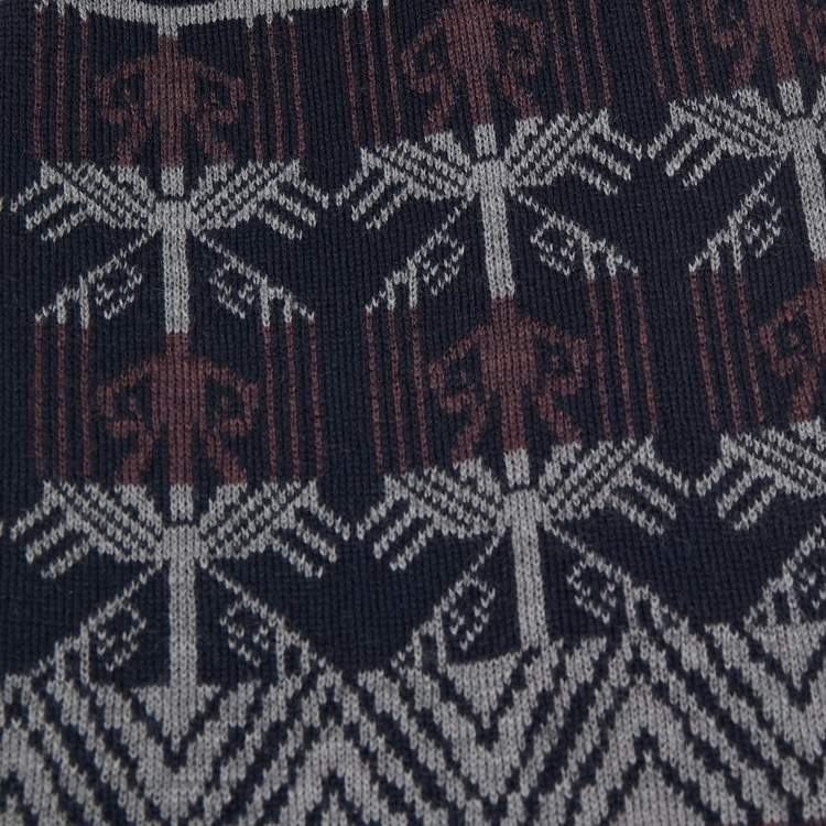 Pre Owned Alexander McQueen Navy Blue Patterned Wool Muffler 